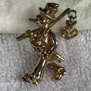 Vintage Unisex Gold Tone Chimney Sweep Brooch Pin - Lucky Charm Jewelry